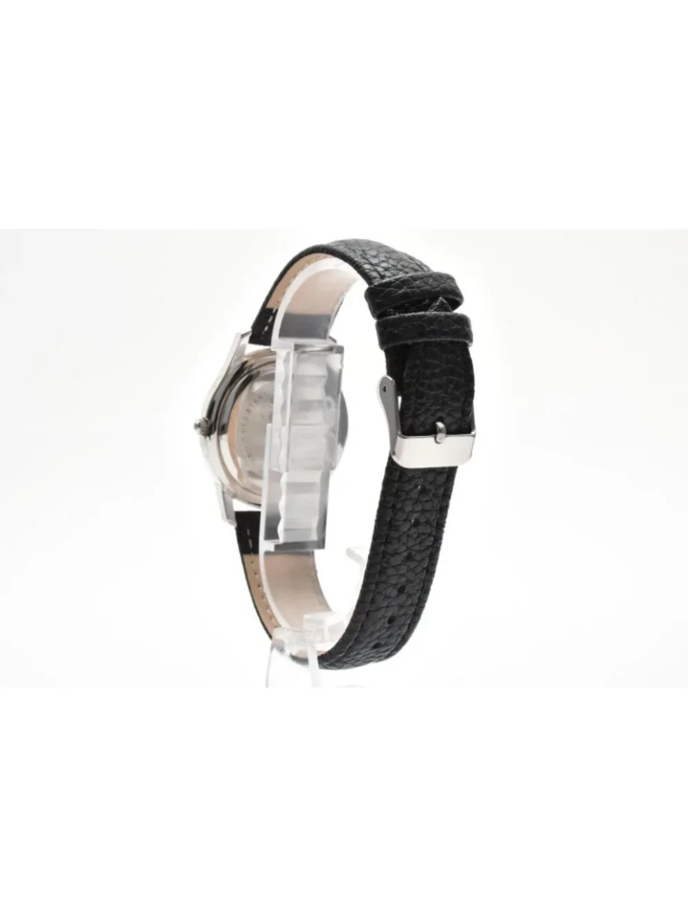 Gucci Quartz Watch Silver Dial Roman Numeral Date Display Stainless Steel Black